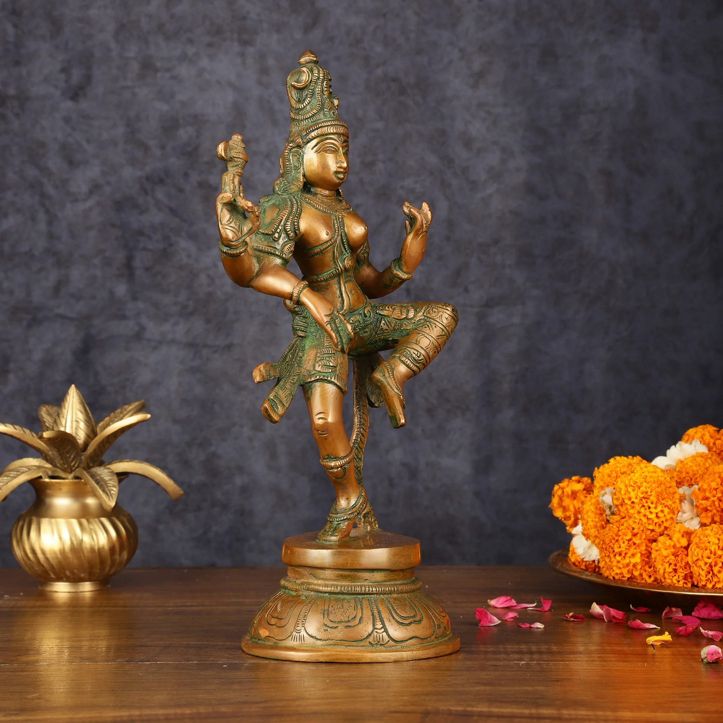Brassaura™ Handcrafted Brass Ardhanarishvara Statue | Height 12 Inches & Weight 3.25 Kgs