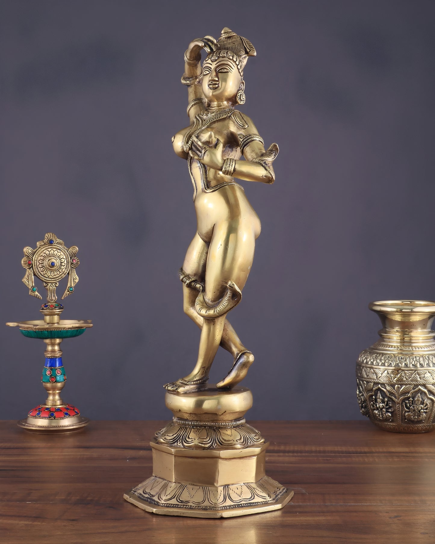 Brassaura™ Pure Brass Celestial Being Statue – Height 16.25 in