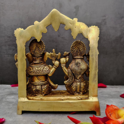 BRASS GANESHA LAXMI PAIR HEIGHT 9 INCH