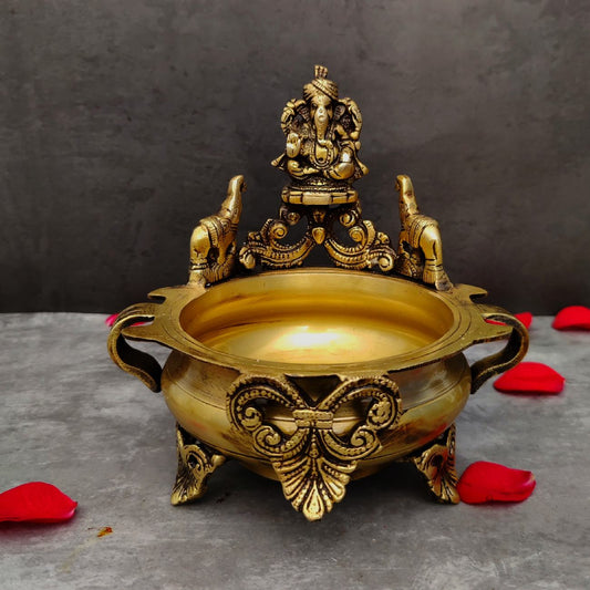 BRASS GANESHA URLI HEIGHT 7.5 INCH