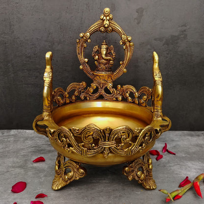 BRASS GANESHA URLI HEIGHT 12 INCH