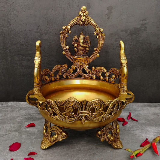 BRASS GANESHA URLI HEIGHT 12 INCH