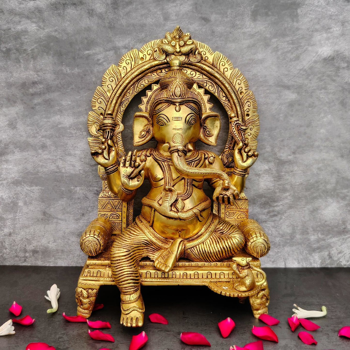 Brassaura® Lord Ganesha Brass Idol | Pure Brass | Height 17 Inches & Weight 11.5 kgs