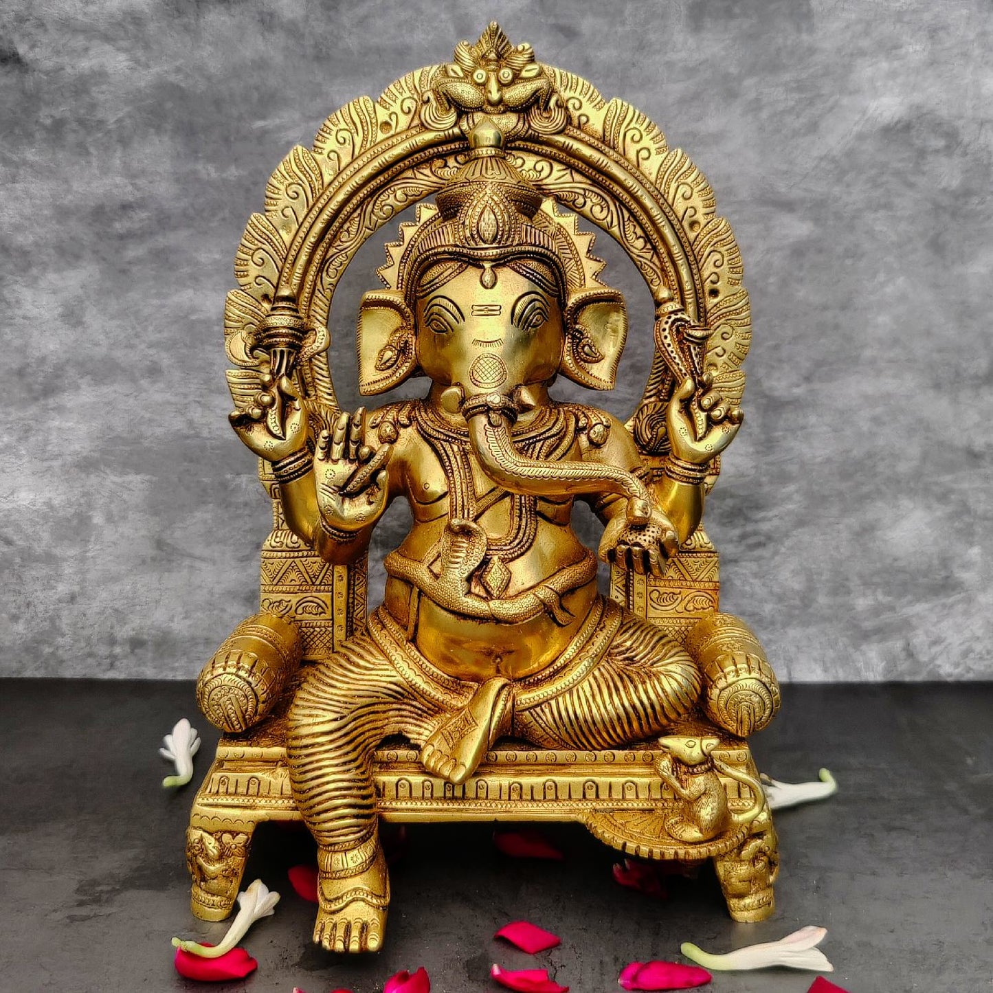Brassaura® Lord Ganesha Brass Idol | Pure Brass | Height 17 Inches & Weight 11.5 kgs