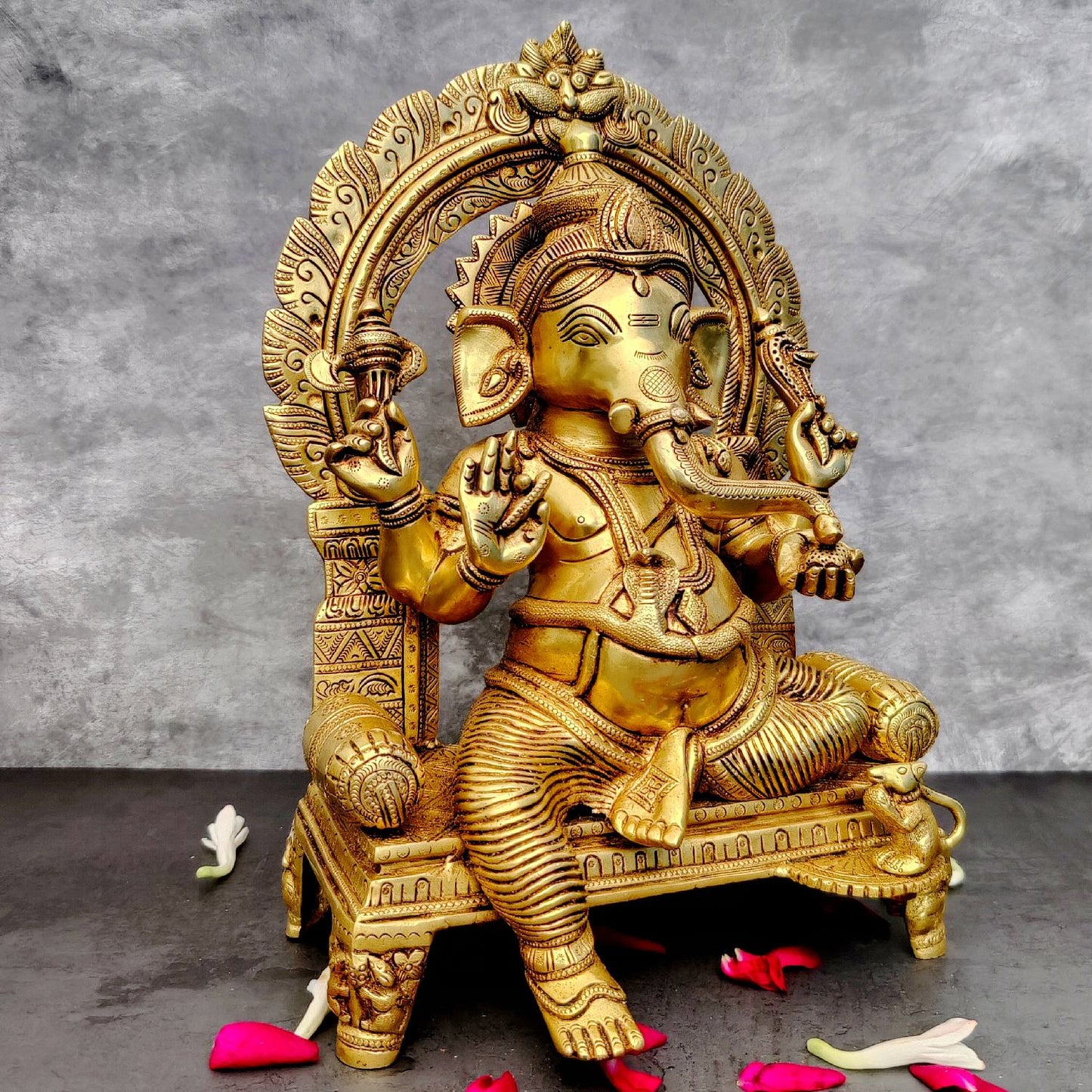 Brassaura® Lord Ganesha Brass Idol | Pure Brass | Height 17 Inches & Weight 11.5 kgs