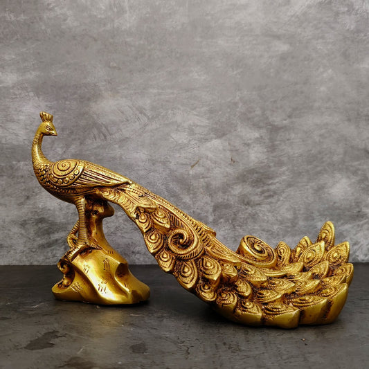 BRASS PEACOCK FOR TABLE TOP HEIGHT 7 INCH