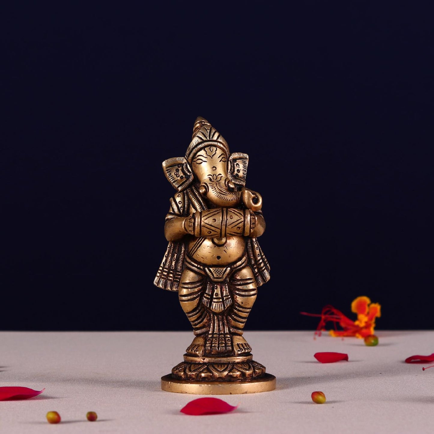 Brassaura® Pure Brass Temple | Traditional Handcrafted Devotional Mandir | Height 21 Inches