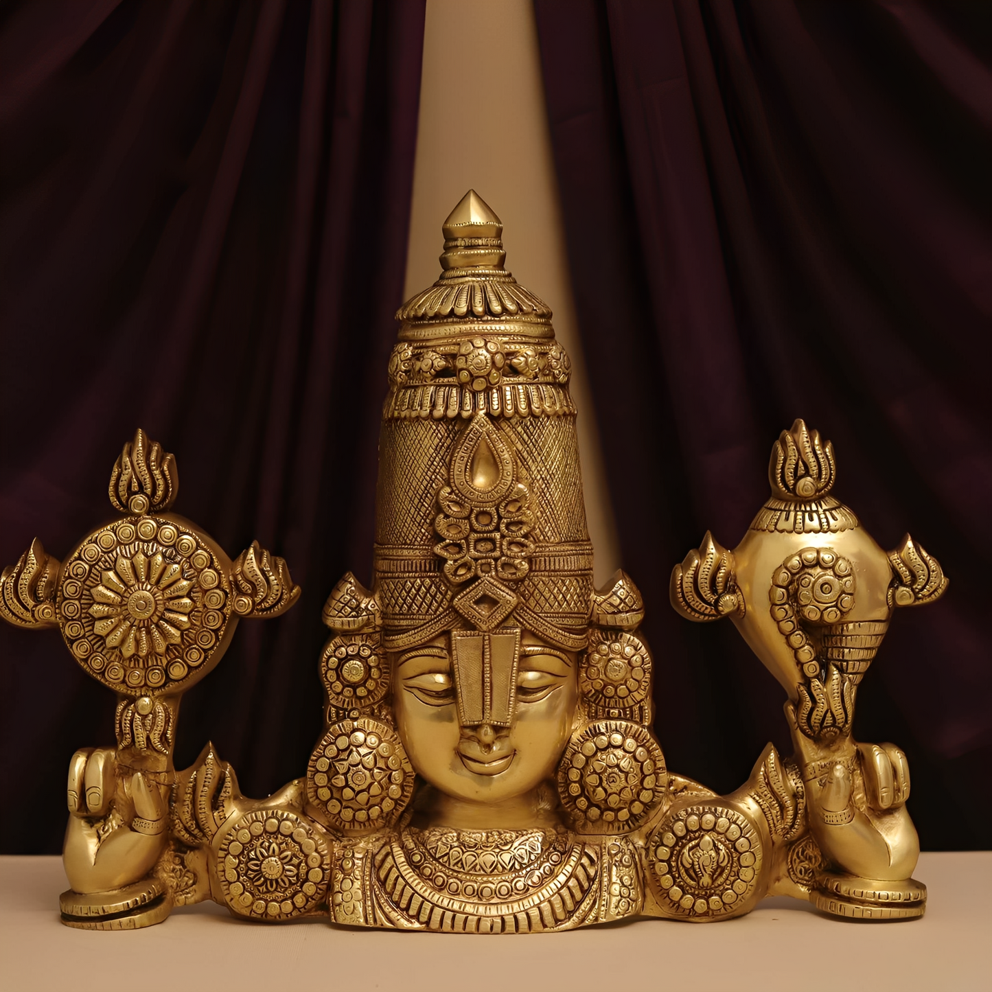 Brassaura® Wall Hanging Tirupati Balaji Idol in Pure Brass | Height 16 Inches