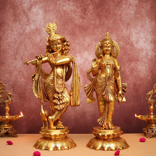 बड़ी पीतल की राधा कृष्ण मूर्ति 27 इंच