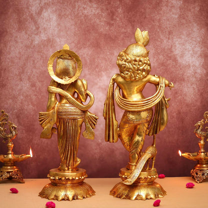 LARGE BRASS RADHA KRISHNA IDOL 27 INCHES