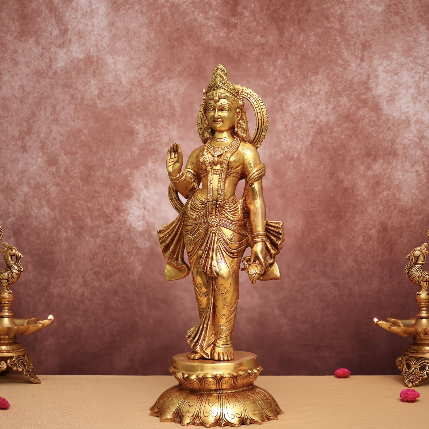 LARGE BRASS RADHA KRISHNA IDOL 27 INCHES