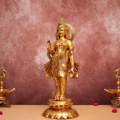 LARGE BRASS RADHA KRISHNA IDOL 27 INCHES