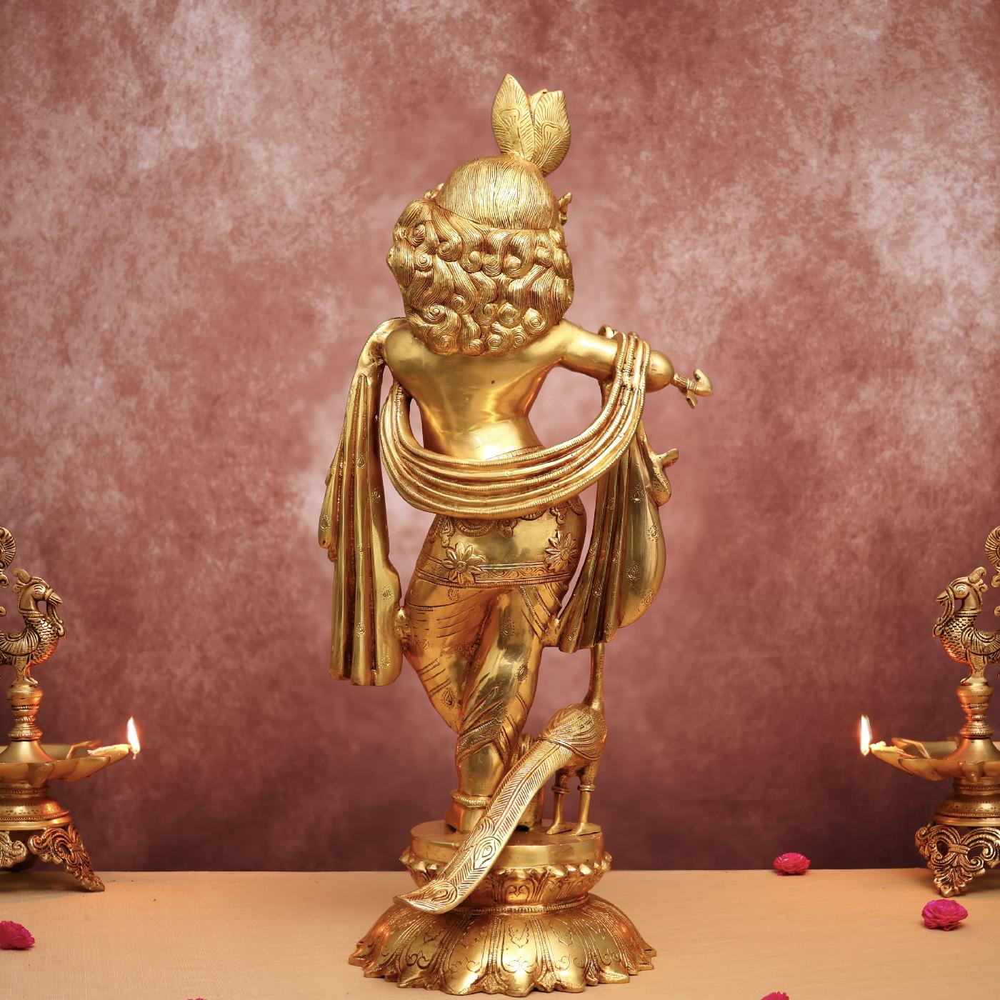 LARGE BRASS RADHA KRISHNA IDOL 27 INCHES