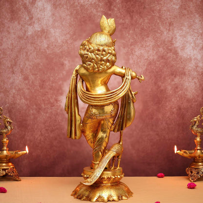 LARGE BRASS RADHA KRISHNA IDOL 27 INCHES