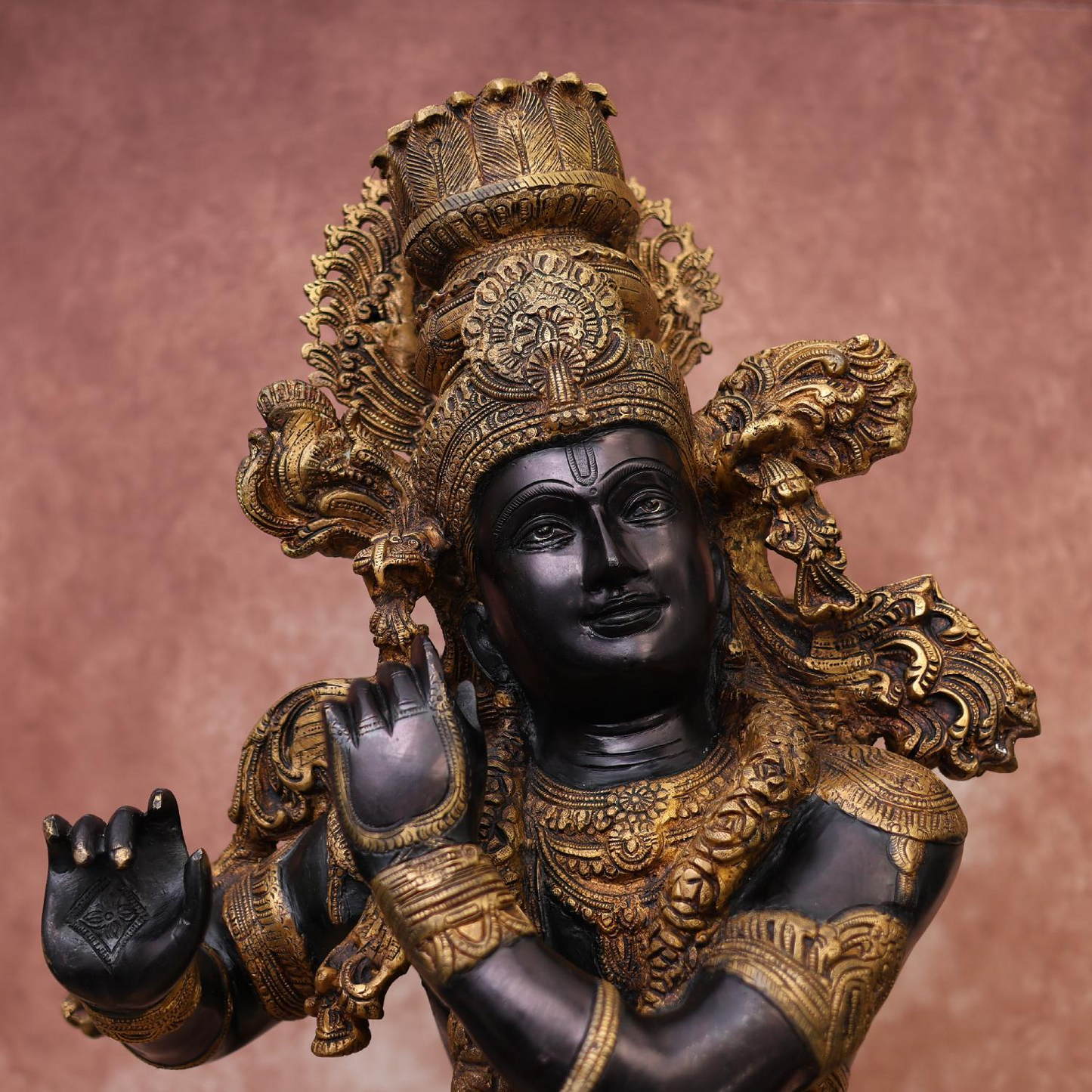 Brassaura® Brass Black Lord Krishna Tribhangi Murti | Height 46 Inches & Weight 70 kg