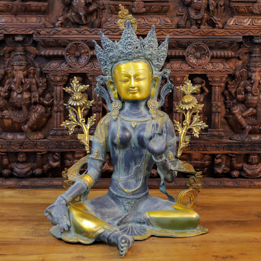 Brass Tara Statue Weight 23.94 Kg And Height 28 Inch