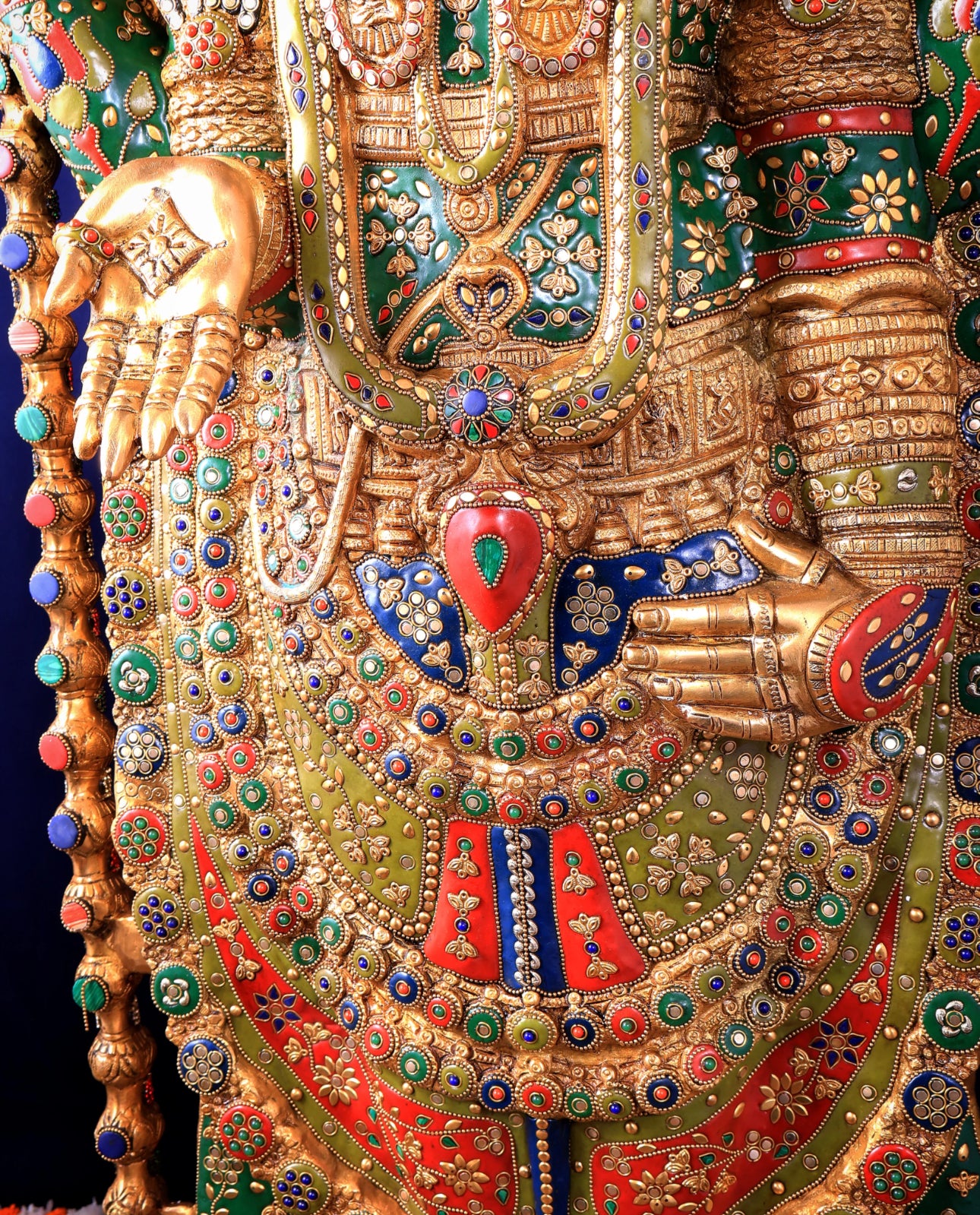 Brassaura™ Brass Tirupati Balaji Idol | Height 48 Inches , Weight 49 Kgs | Black & Rose Golden Lord Venkateshwara Statue with Studded Stonework