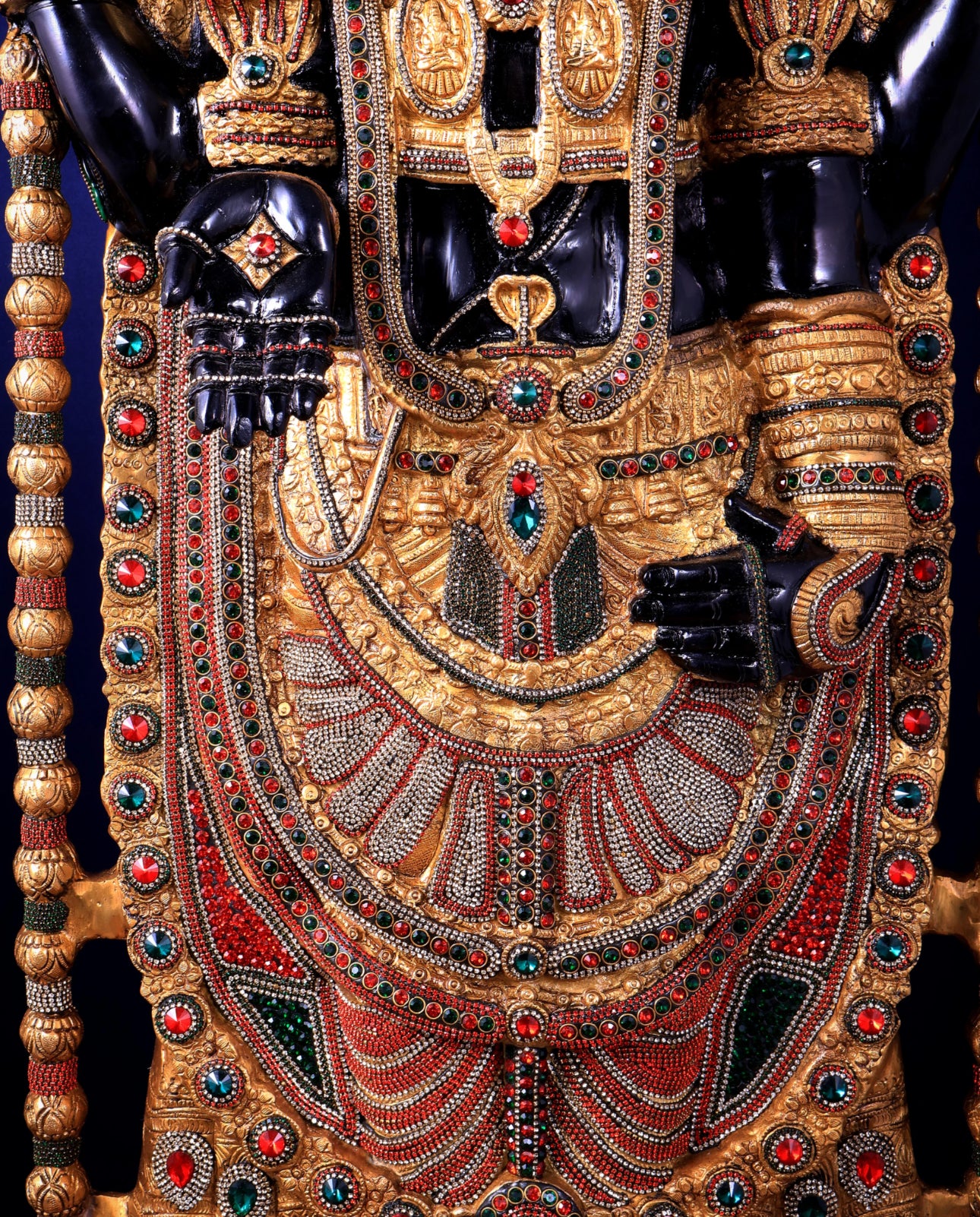 Brassaura™ Brass Tirupati Balaji Idol | Height 48 Inches , Weight 49 Kgs | Black & Rose Golden Lord Venkateshwara Statue with Studded Stonework