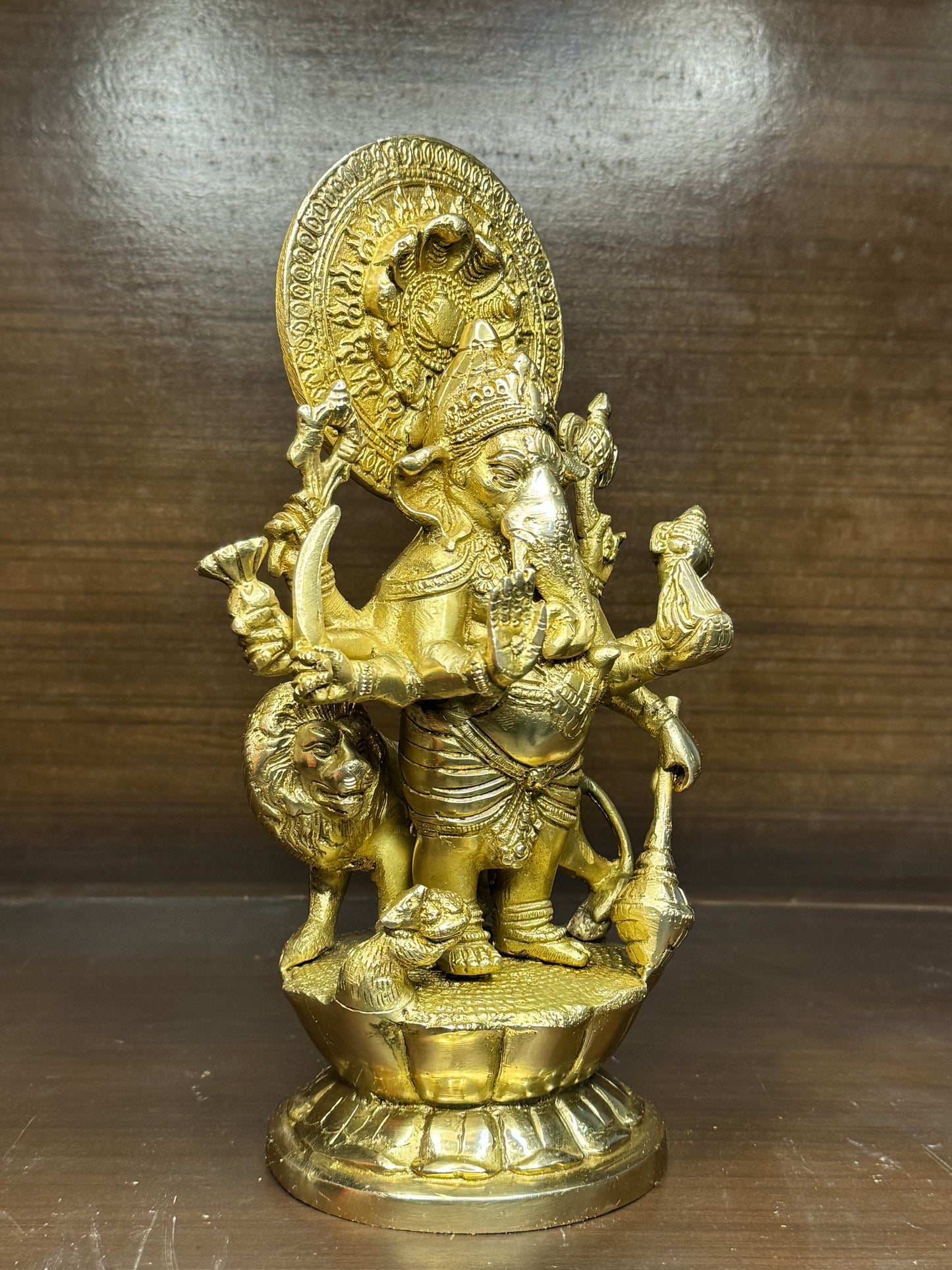 Brassaura™ Large Standing Ganesha Brass Statue – Height 12.91 inches | Weight 4 kgs