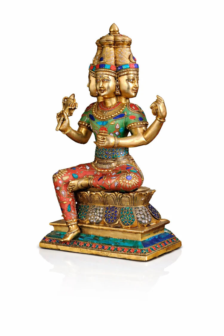 Brassaura® Brass Lord Brahma Statue | Height 16 Inches