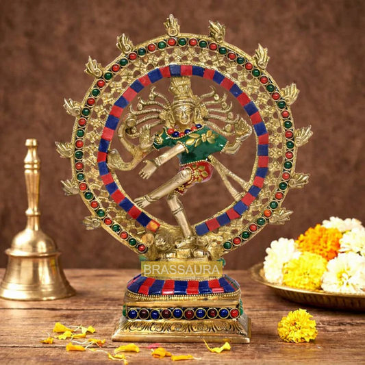 Brassaura® Brass Nataraj Lord Shiva Dancing Idol | Height 9.5 Inches