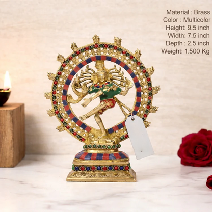 Brassaura® Brass Nataraj Lord Shiva Dancing Idol | Height 9.5 Inches
