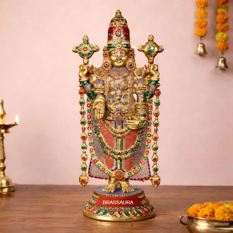 Brassaura® Brass Lord Tirupati Balaji Idol | Height 46 Inches