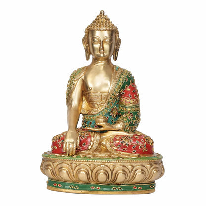 Brassaura® Brass Buddha Statue in Bhumisparsha Mudra | Height 13 Inches
