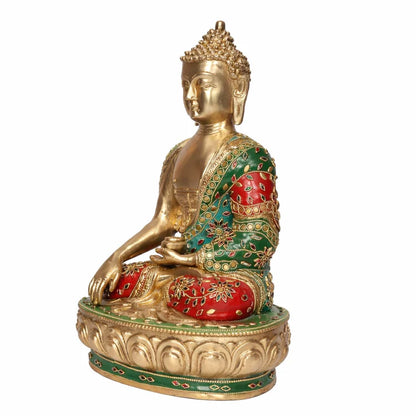 Brassaura® Brass Buddha Statue in Bhumisparsha Mudra | Height 13 Inches