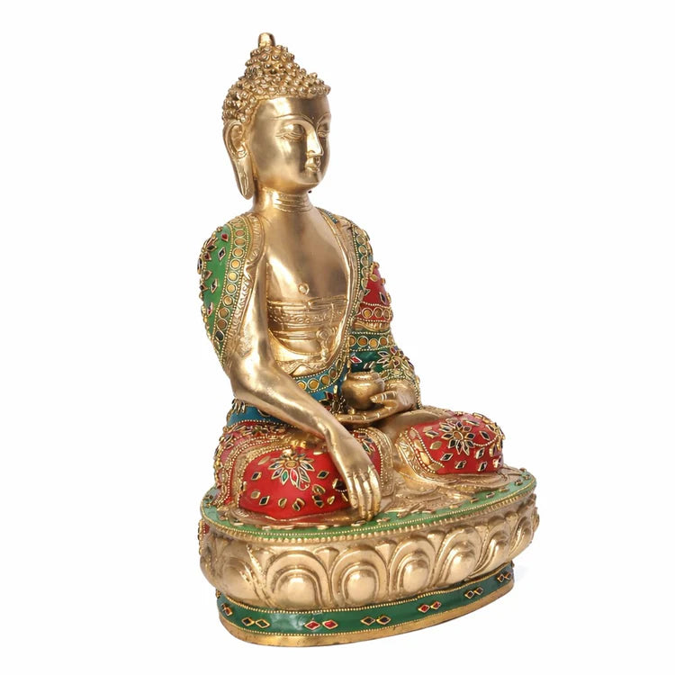 Brassaura® Brass Buddha Statue in Bhumisparsha Mudra | Height 13 Inches