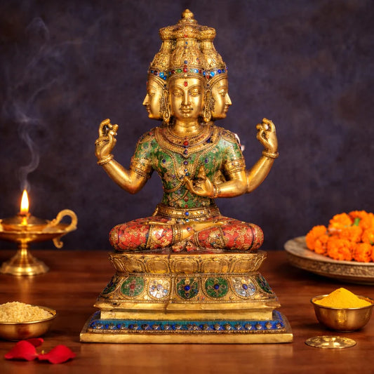 Brassaura® Brass Lord Brahma Statue | Height 16 Inches