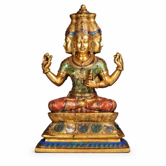 Brassaura® Brass Lord Brahma Statue | Height 16 Inches
