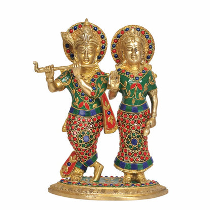 Brassaura® Brass Lord Krishna Idol with Peacock Design | Height 10 Inches