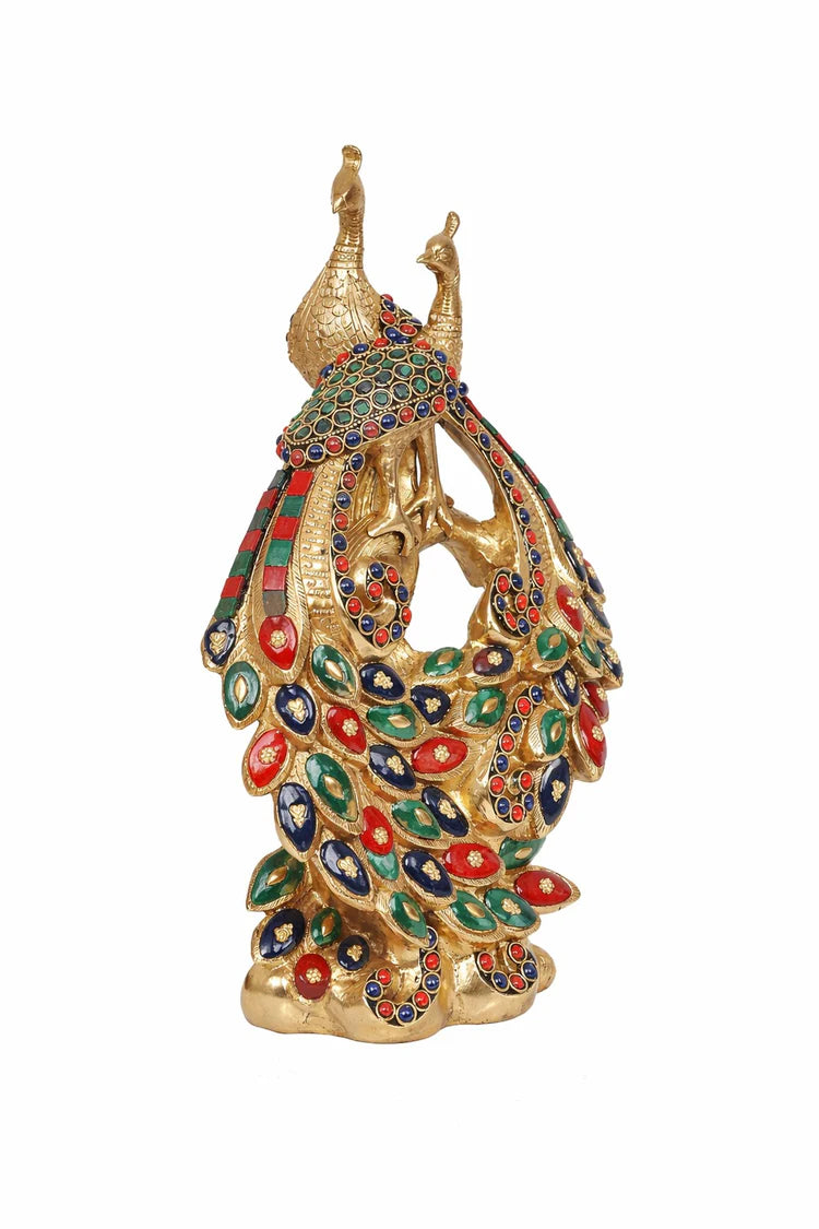 Brassaura® Brass Decorative Peacock Pair | Height 12 Inches