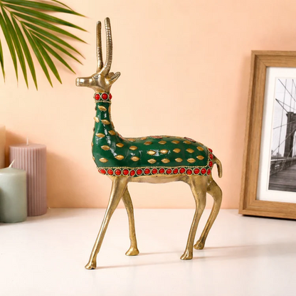 Brassaura® Brass Hiran Reindeer Figurine | Height 9 Inches