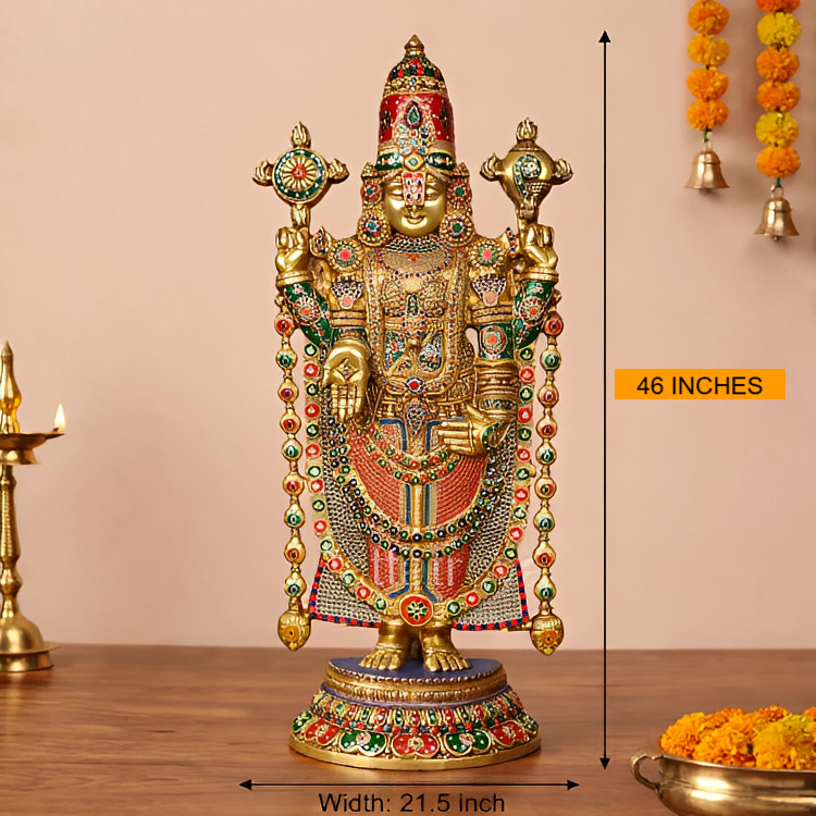 Brassaura® Brass Lord Tirupati Balaji Idol | Height 46 Inches
