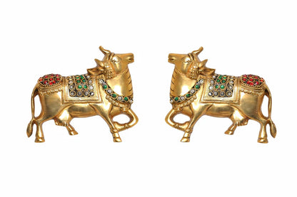 Brassaura® Brass Kamdhenu Cow Pair Wall Hanging | Height 4 Inches