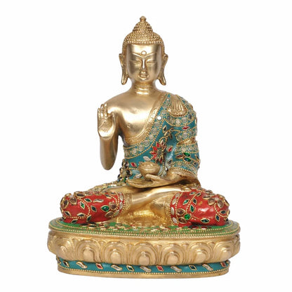 Brassaura® Brass Buddha Idol in Abhaya Mudra | Height 9 Inches