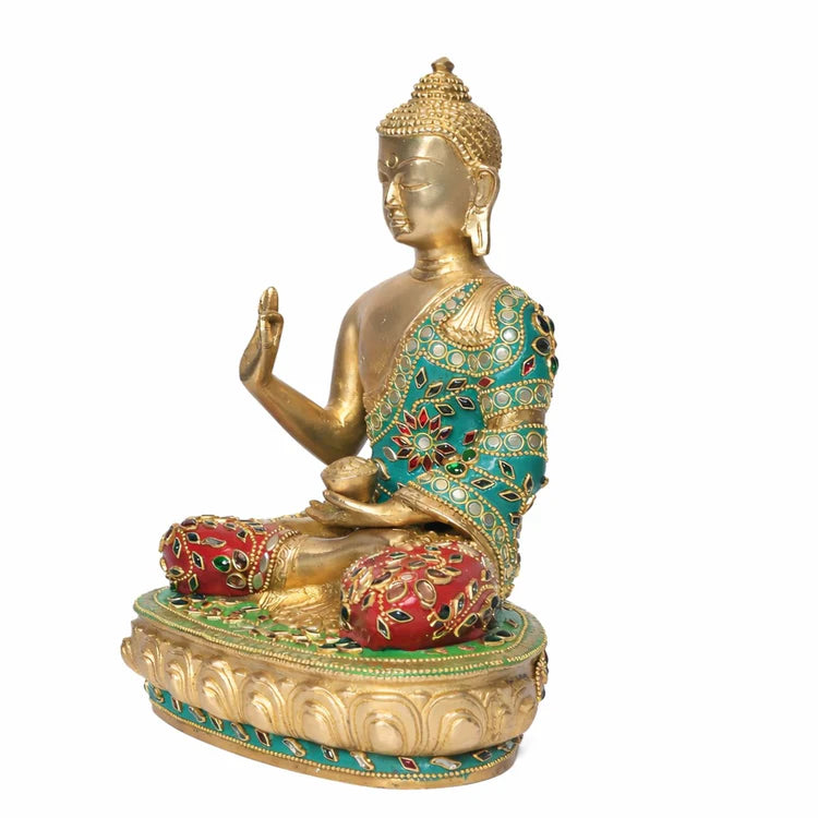 Brassaura® Brass Buddha Idol in Abhaya Mudra | Height 9 Inches