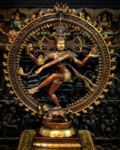 Brassaura™ Large Handcrafted Superfine Brass Nataraja Statue | Height 36 Inches & Weight 36 Kgs | Temple & Home Décor