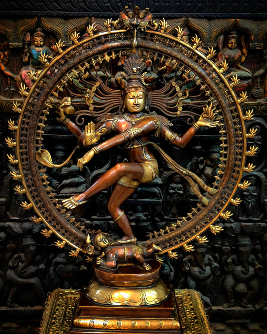 Brassaura™ Large Handcrafted Superfine Brass Nataraja Statue | Height 36 Inches & Weight 36 Kgs | Temple & Home Décor