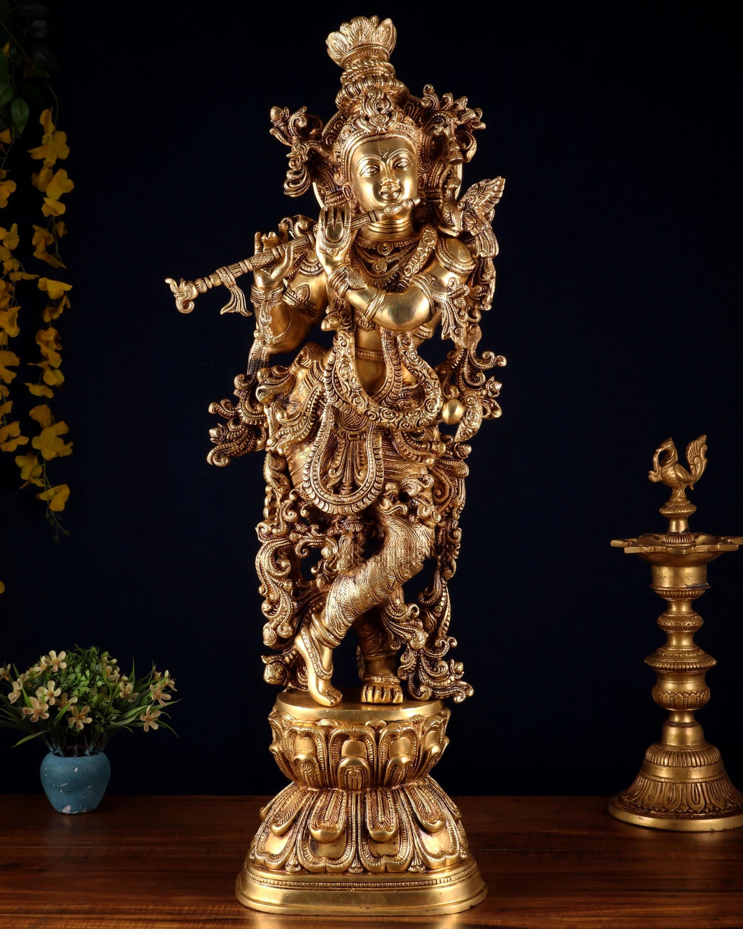 Brassaura™ Brass Superfine Krishna Statue – Height 30 Inches & Weight 20 Kgs