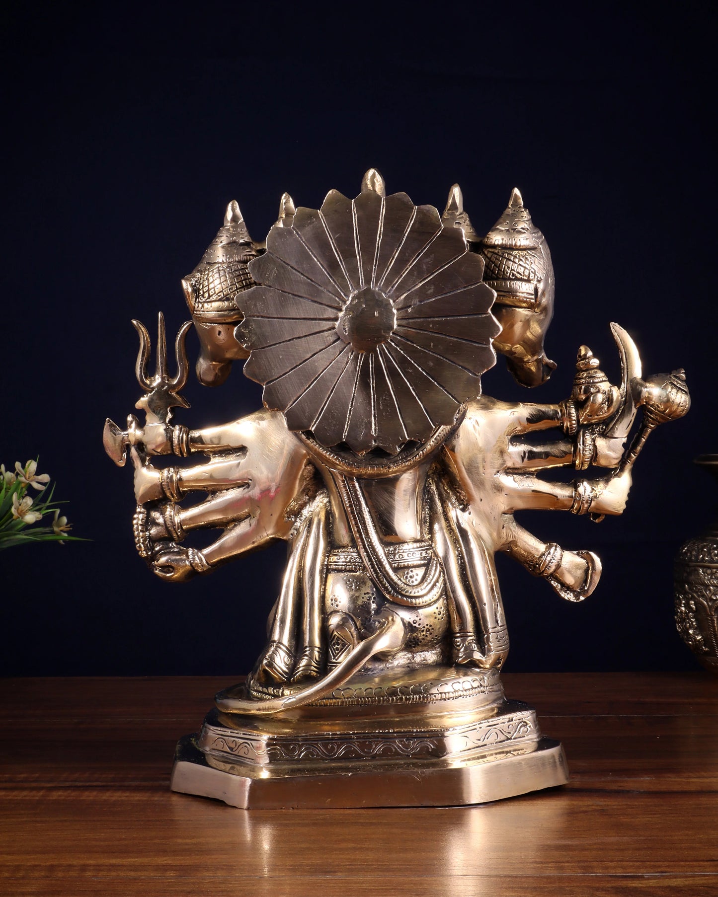 Brassaura™ Panchmukhi Hanuman Sculpture | Pure Brass Handcrafted | Height 11 Inches & Weight 7.5 Kgs