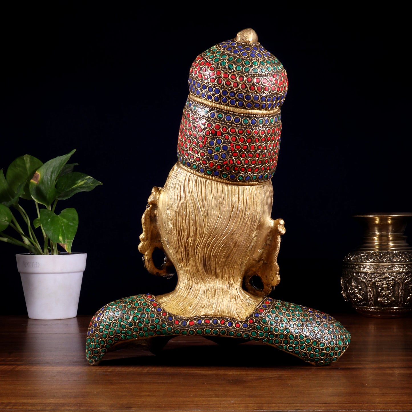 Brassaura™ Parvati (Gauri Maa) Bust | Pure Brass with Meenakari Stonework | Height 12.5 Inches & Weight 6 Kgs