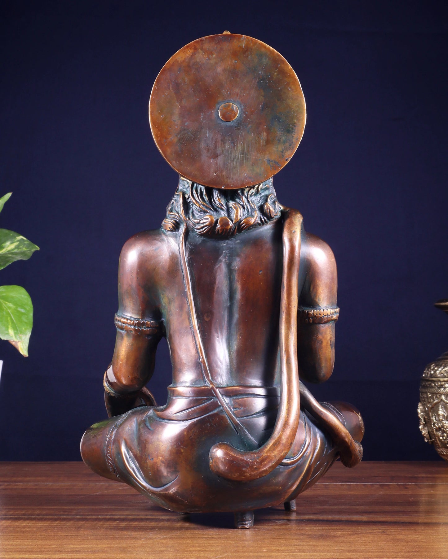 Brassaura™ Lord Hanuman in Meditative Blessing Posture | Pure Brass with Bronze Finish | Height 11 Inches & Weight 6 Kgs