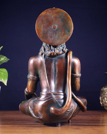 Brassaura™ Lord Hanuman in Meditative Blessing Posture | Pure Brass with Bronze Finish | Height 11 Inches & Weight 6 Kgs