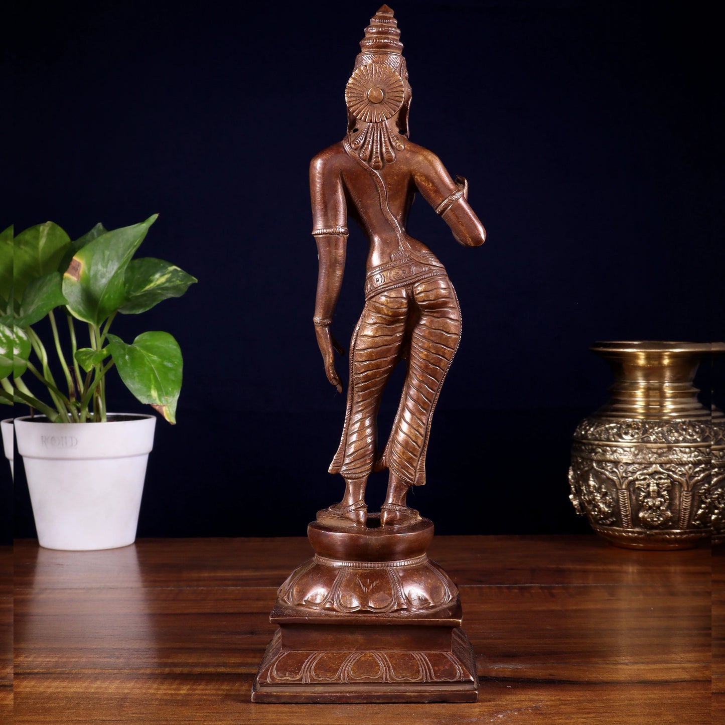 Brassaura™ Standing Devi Parvati Uma Idol | Pure Brass with Vintage Chola Bronze Finish | Height 10 Inches & Weight 2.5 Kgs