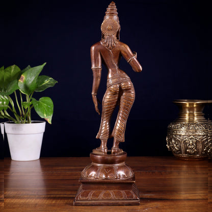 Brassaura™ Standing Devi Parvati Uma Idol | Pure Brass with Vintage Chola Bronze Finish | Height 10 Inches & Weight 2.5 Kgs