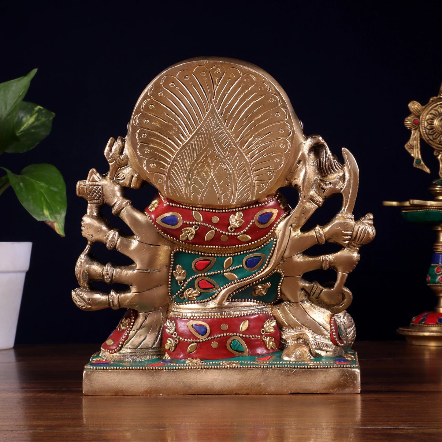 Brassaura™ Panchmukhi Hanuman Statue | Pure Brass with Intricate Detailing | Height 7.5 Inches & Weight 3.7 Kgs