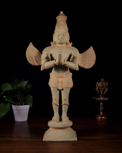 Brassaura™ Brass Standing Garuda Dev Statue with Green Patina | Handcrafted Divine Décor | Weight 11 Kgs | Height 22 Inches